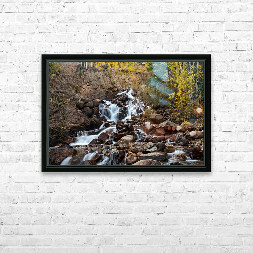 Autumn Guanella Pass Waterfall HD sublimation métal imprimé avec décoration flotteur cadre (boîte)