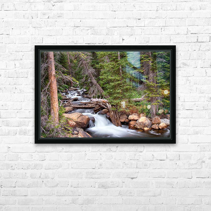 Rocky Mountains Stream Scenic Landscape HD Sublimation Metal print with Decorating Float Frame (BOX)