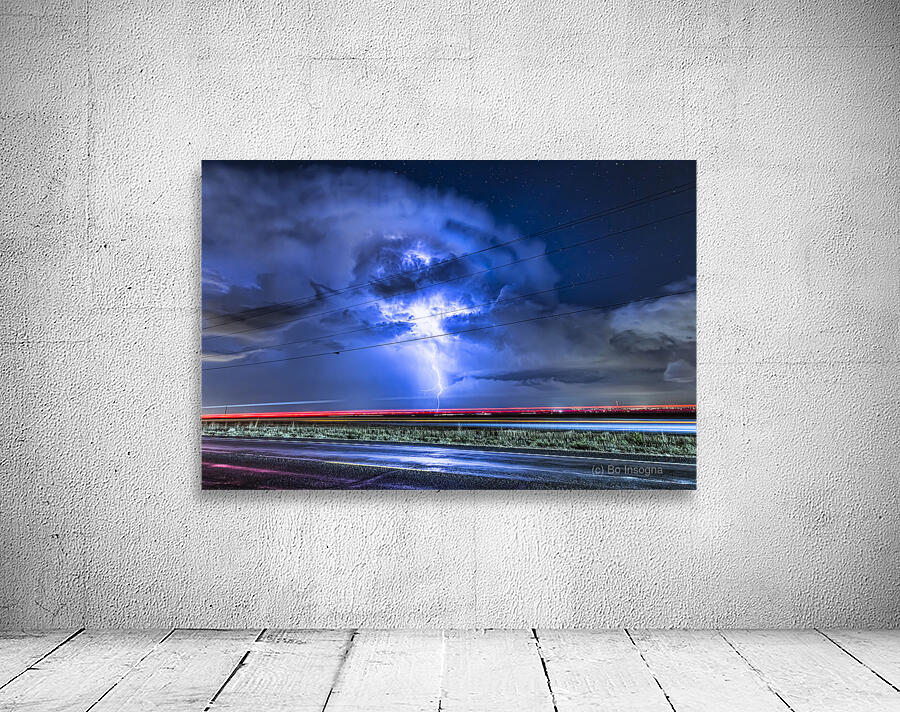 Electric Storm Lightning Burst in Night Sky Wall Preview