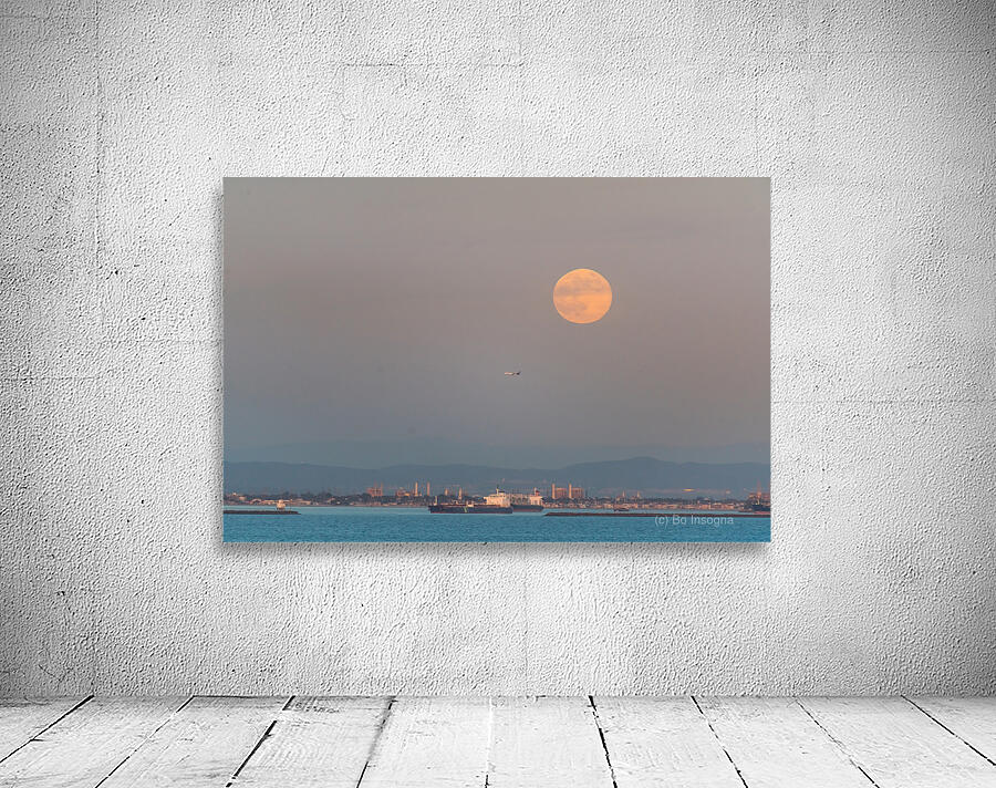 Full Moon Rising Over the Port of Los Angeles and LAX Arrival Wall Preview