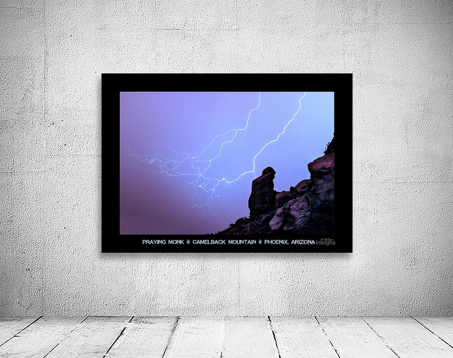 Praying Monk Camelback Mountain Lightning Monsoon Storm Limited  Wall Preview