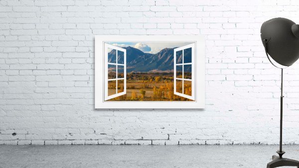 Boulder Flatirons Autumn White Open Window View by Bo Insogna