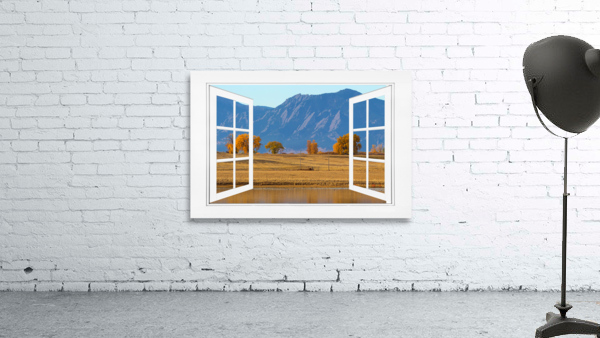 Boulder Flatirons Autumn Trees  Open Window View Wall Preview