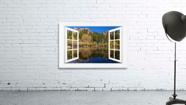Peaceful Colorful Lakeside White Open Window View by Bo Insogna