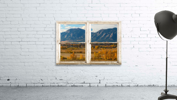 Boulder Colorado Flatirons Autumn  Rustic Window by Bo Insogna