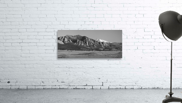 Boulder CO Flatirons Snow Covered Longs Peak Panorama BW by Bo Insogna