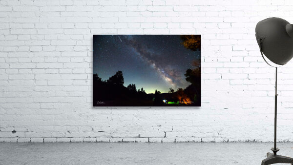 Milky Way and Perseid Meteor Over Colorado Rockies Poudre Canyon Wall Preview