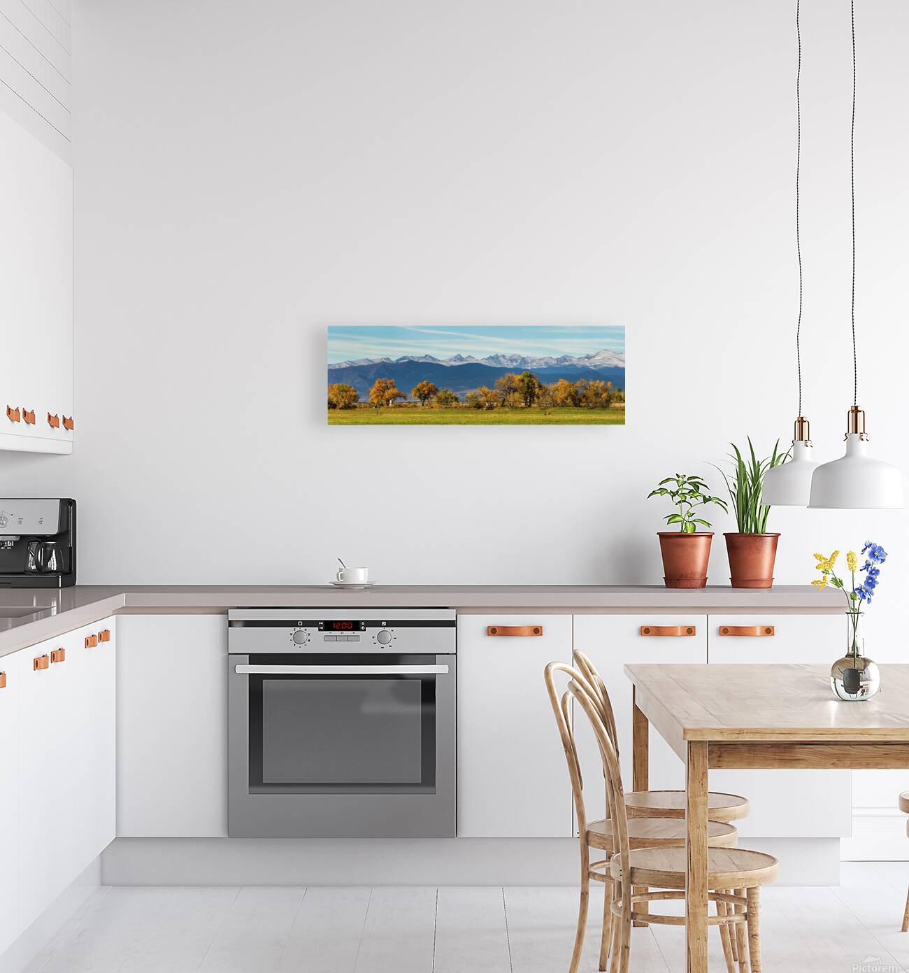 Rocky Mountain Autumn Farming Panorama Reproduction