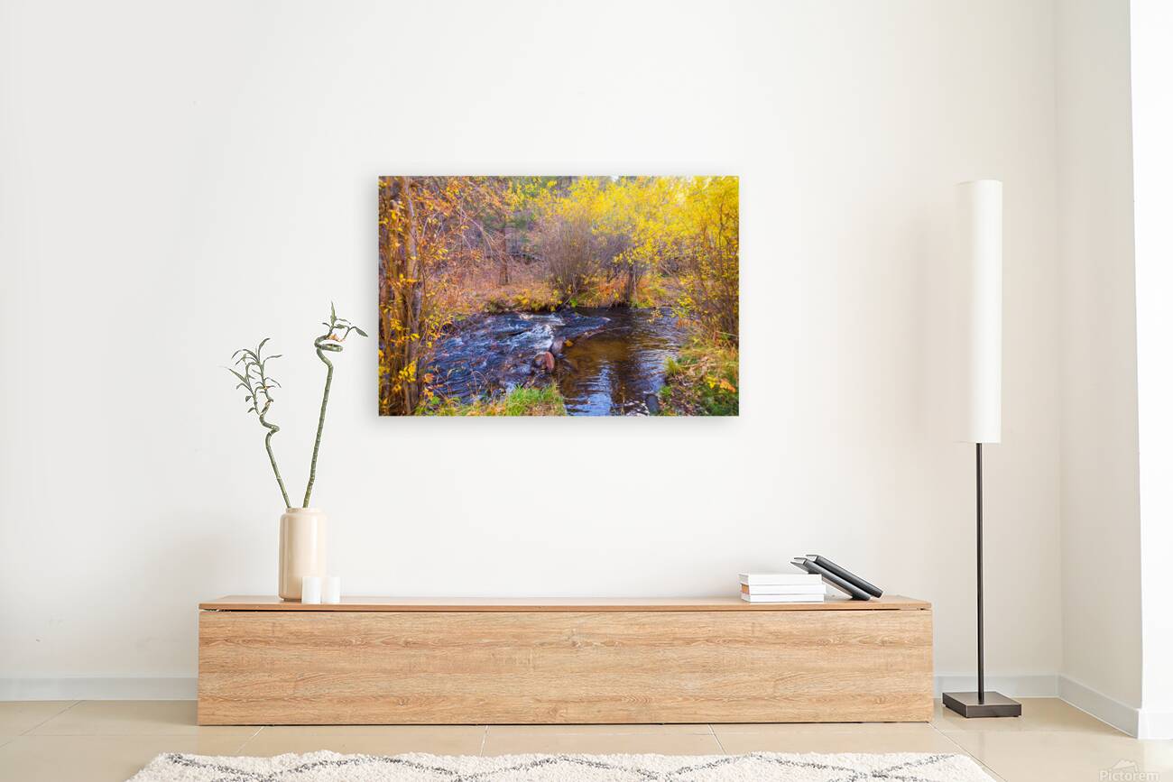 Golden Autumn Creek – Serene Fall Foliage Nature Photography Reproduction
