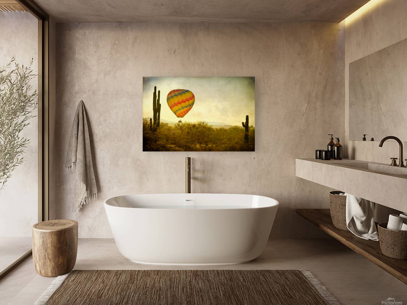 Hot Air Balloon Flight over the Southwest Desert Fine Art Print  Reproduction