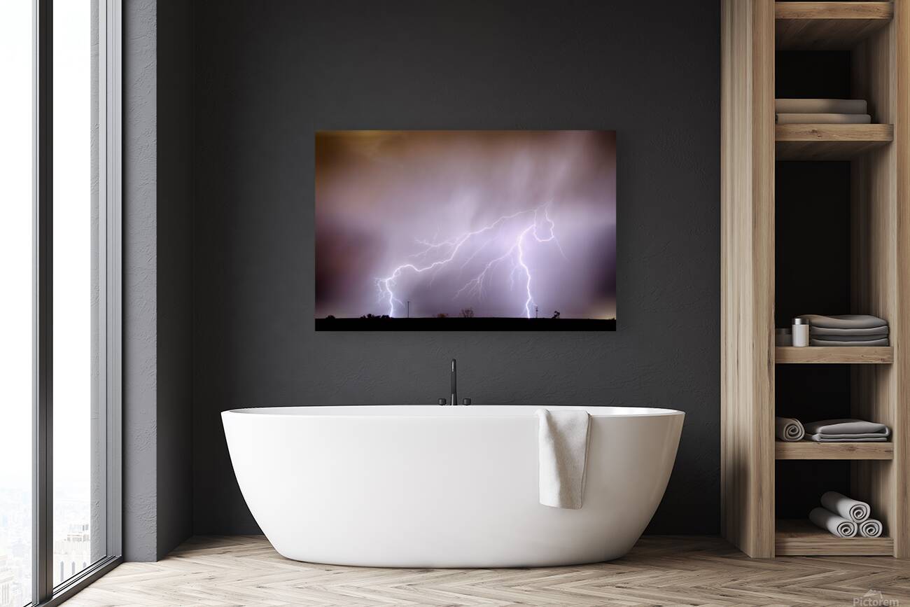 Lightning Strikes The Dacona Oil Fields Reproduction