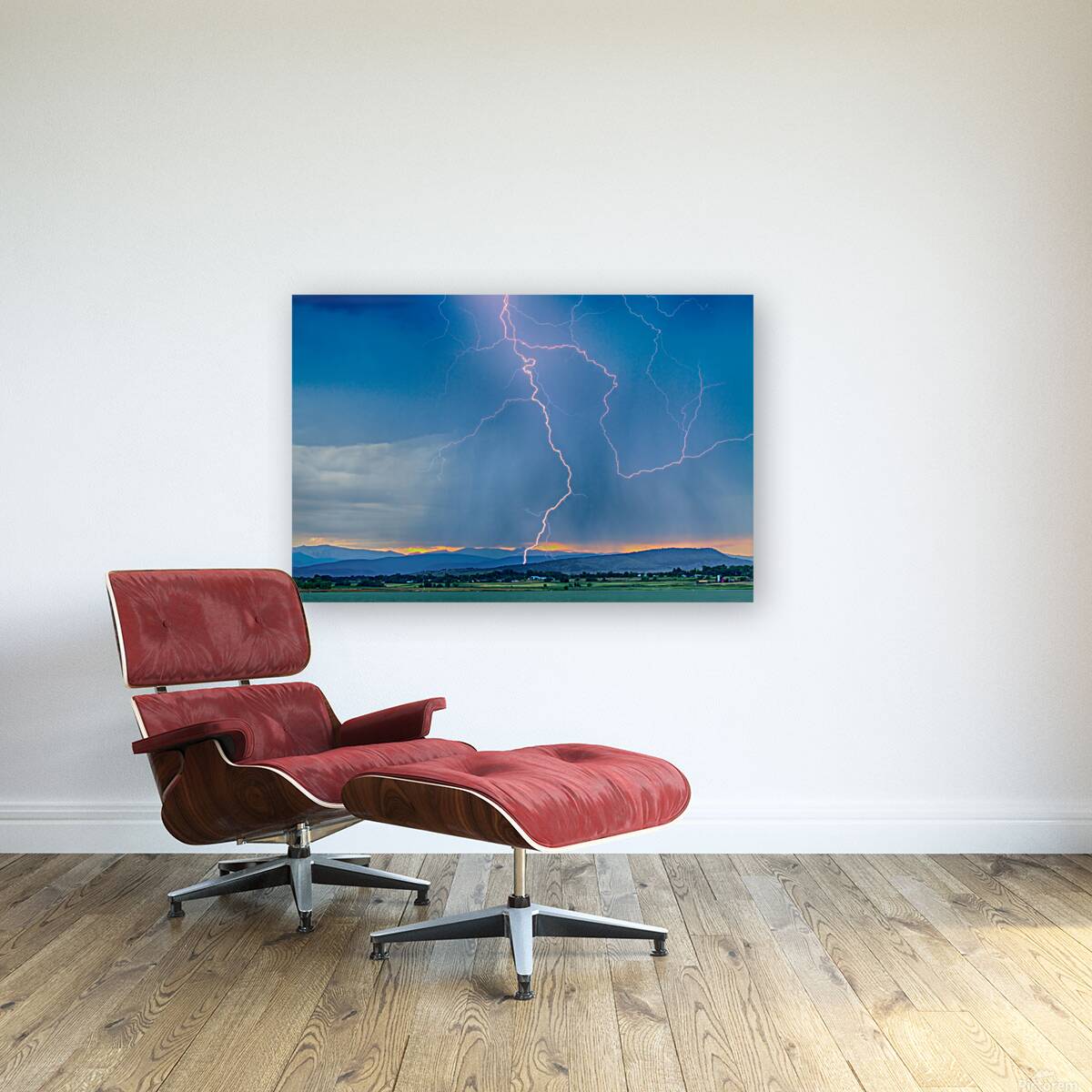 Rocky Mountain Foothills Lightning Strikes HDR Reproduction