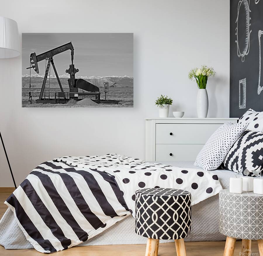 Colorado Rocky Mountain Oil Wells BW Reproduction