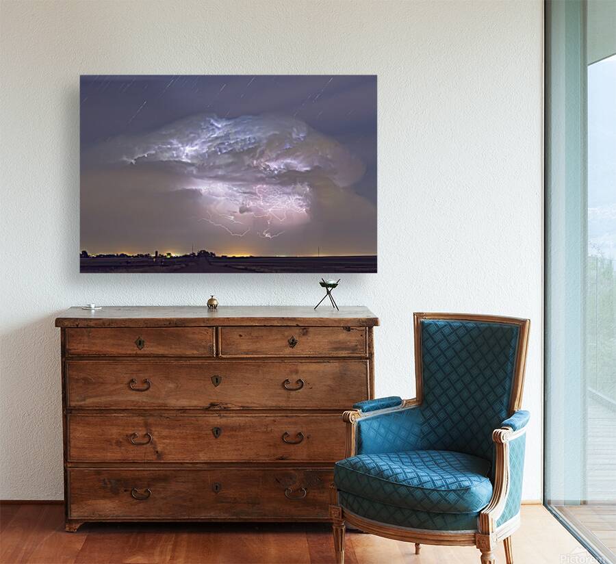 Cumulo nimbus Lightning Storm and Star Trails Above Reproduction