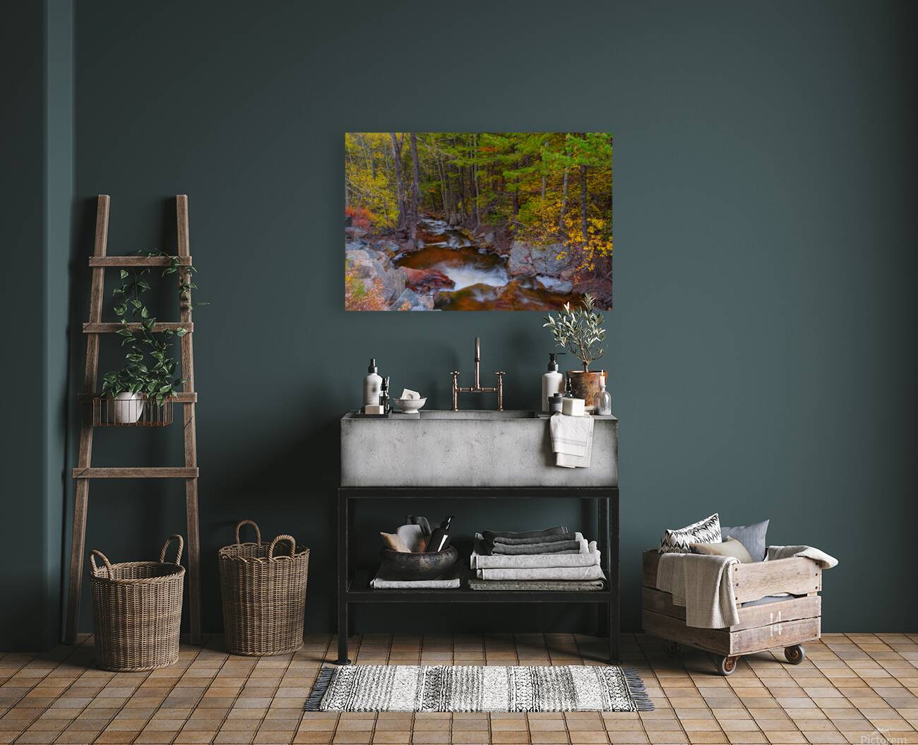 Tranquil Autumn Creek in a Rocky Mountain Forest Reproduction