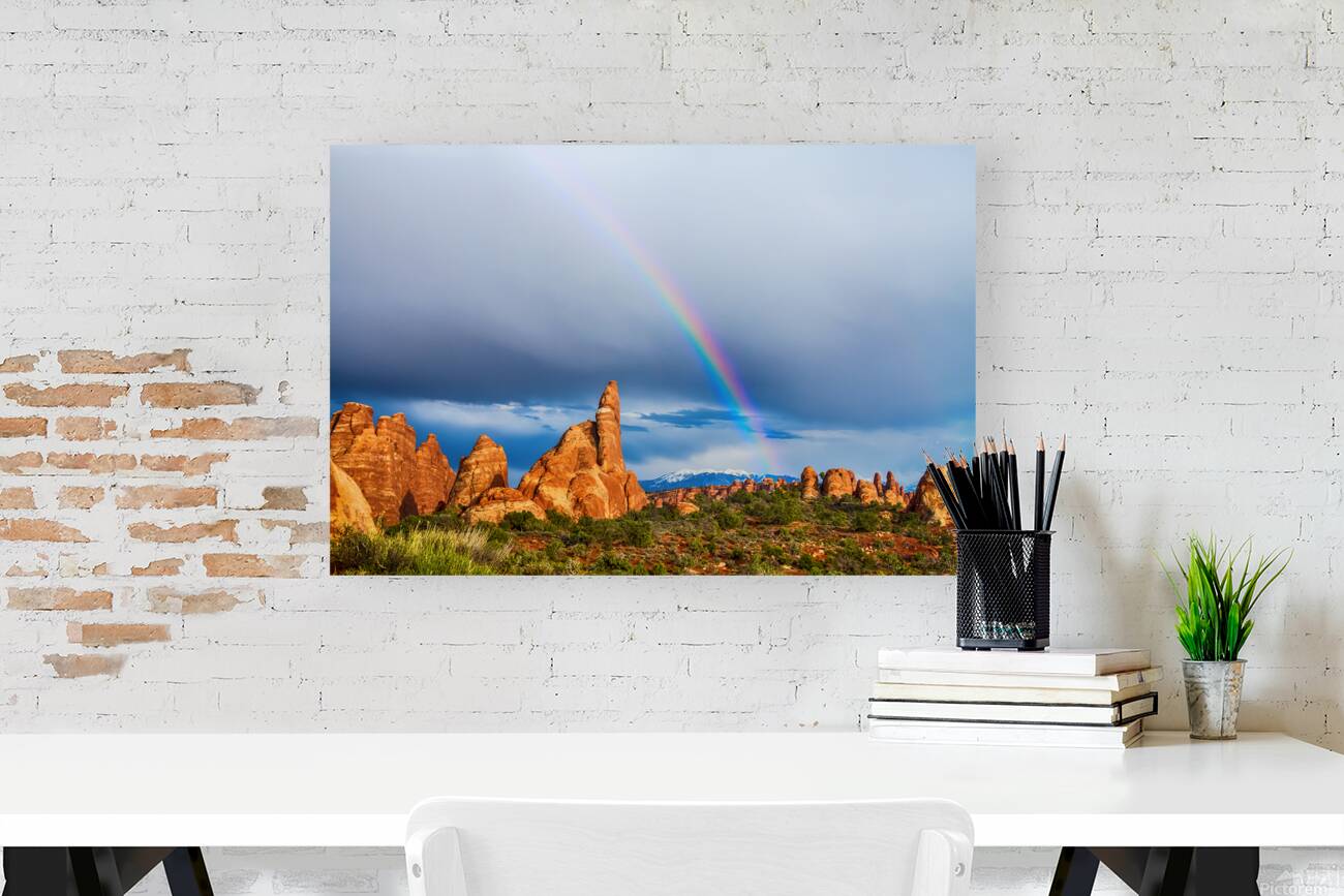 A Rainbows Light Over Utahs Desert Spires Reproduction