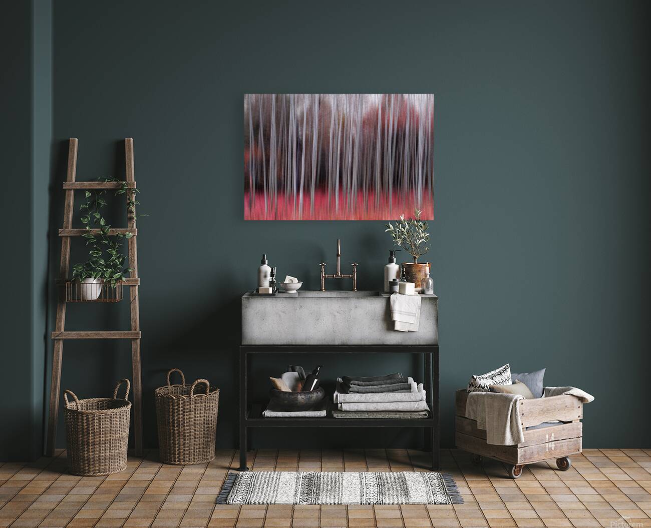 Crimson Silence in Motion Fine Art Forest Photography Print Reproduction