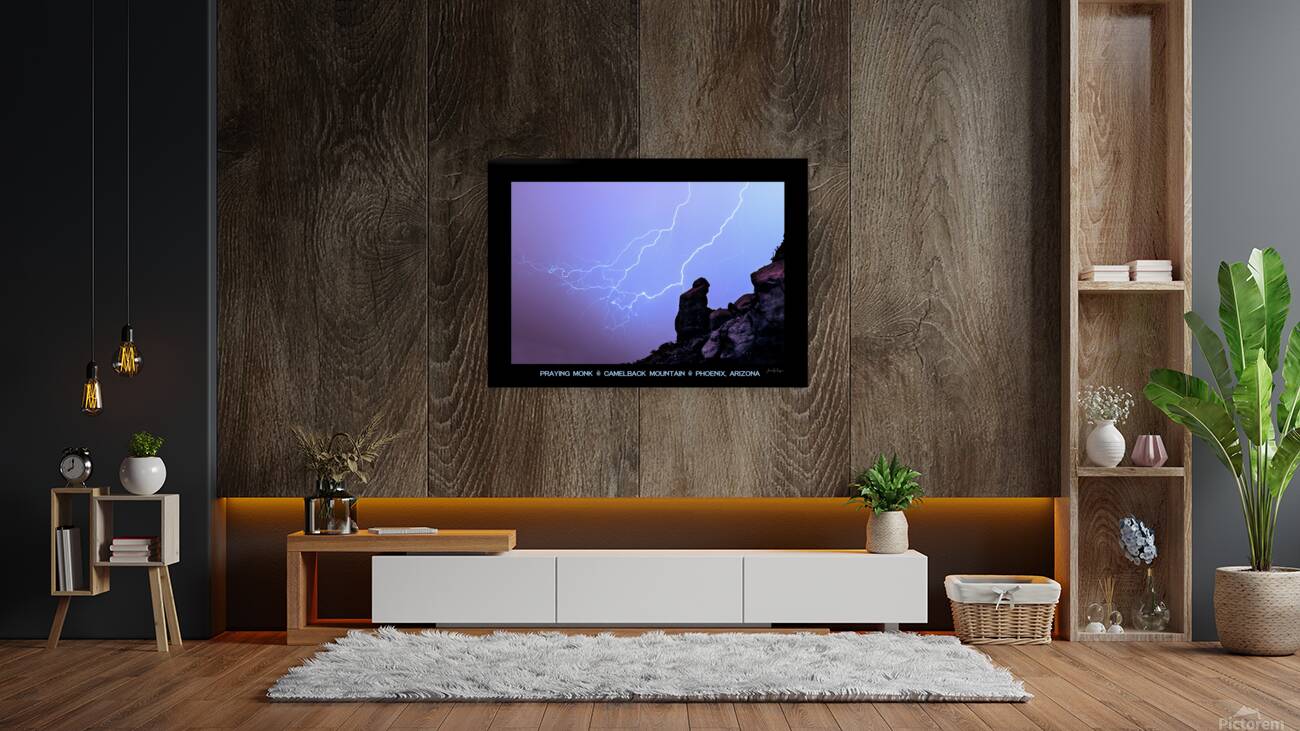 Praying Monk Camelback Mountain Lightning Monsoon Storm Limited  Reproduction