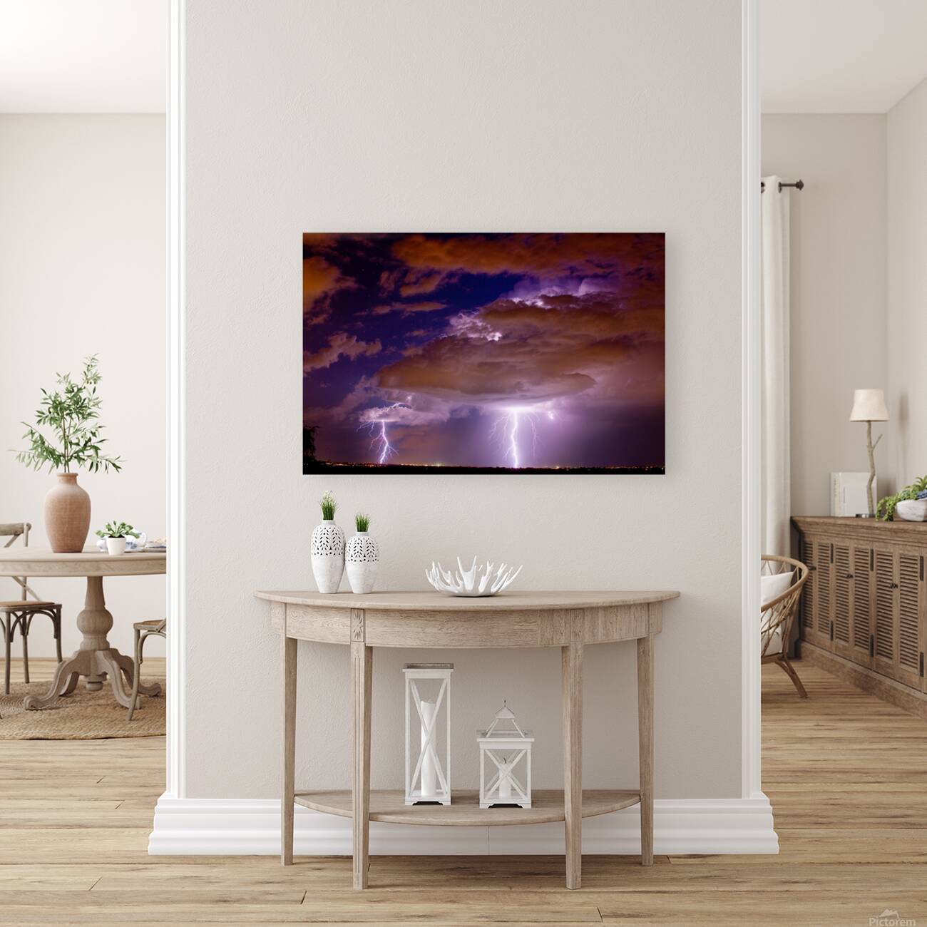 Double Lightning Strikes Over Colorado Night Storm Long Exposure Reproduction