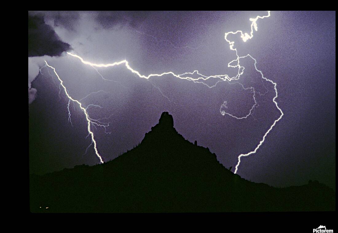 Pinnacle Peak Lightning Bolt Surrounded Reproduction