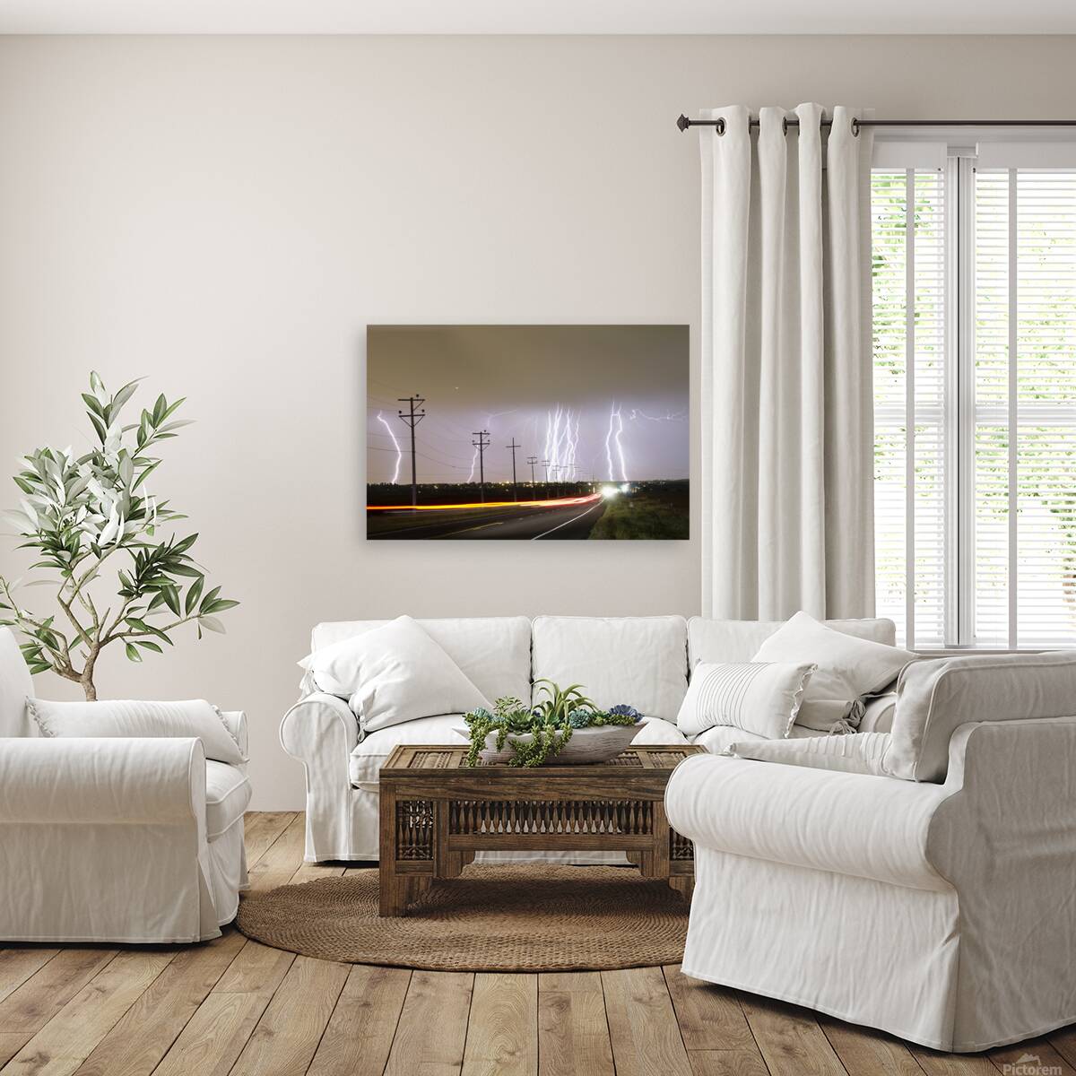 Lightning Bolts Cloud to Ground Striking  Reproduction