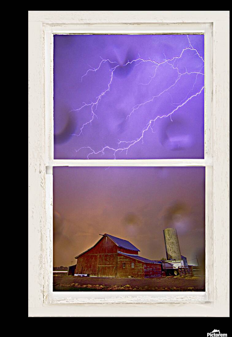 Rainy Country Barn White Window View Reproduction