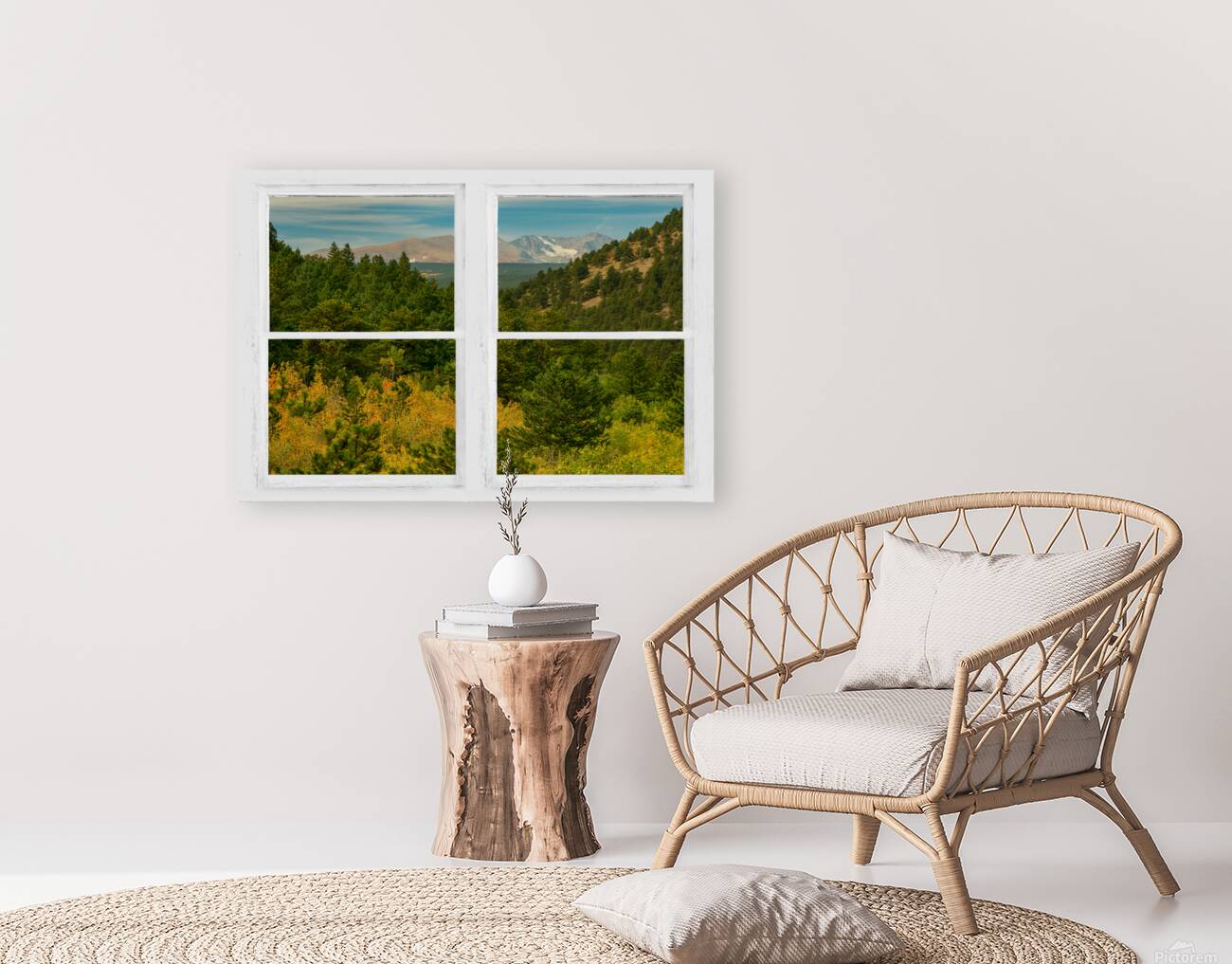 Rocky Mountain Whitewash Picture Window View Reproduction