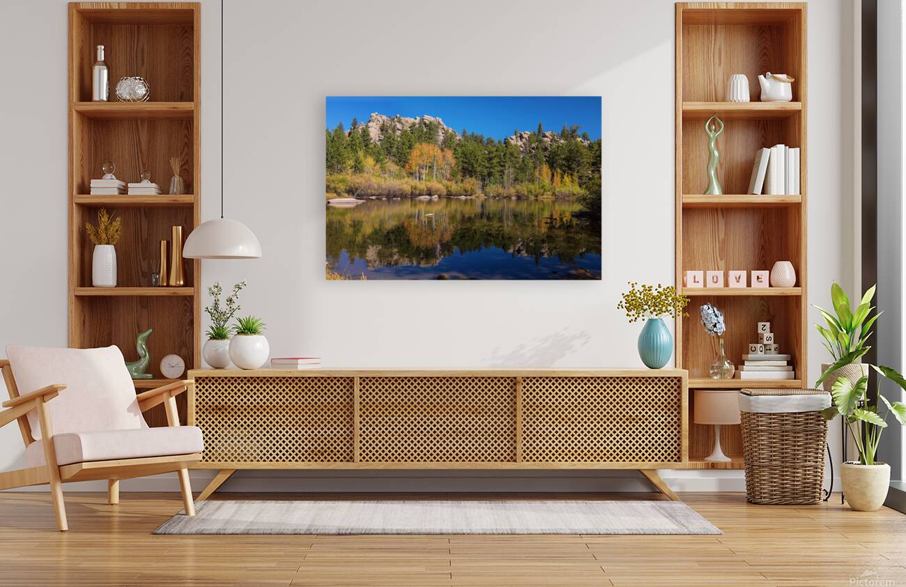 Cool Calm Rocky Mountains Autumn Reflections Reproduction