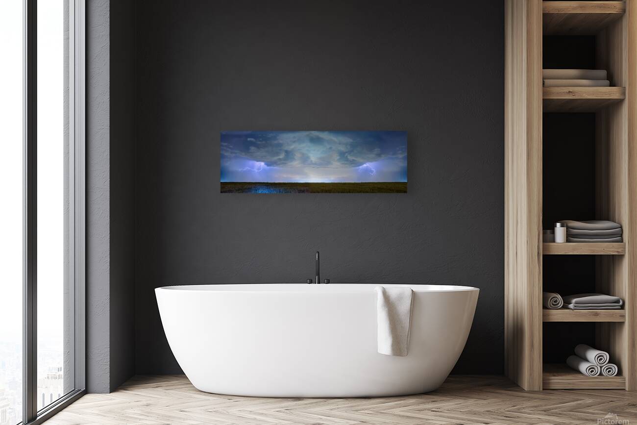 Country Wheat Field Storm Panorama Reproduction