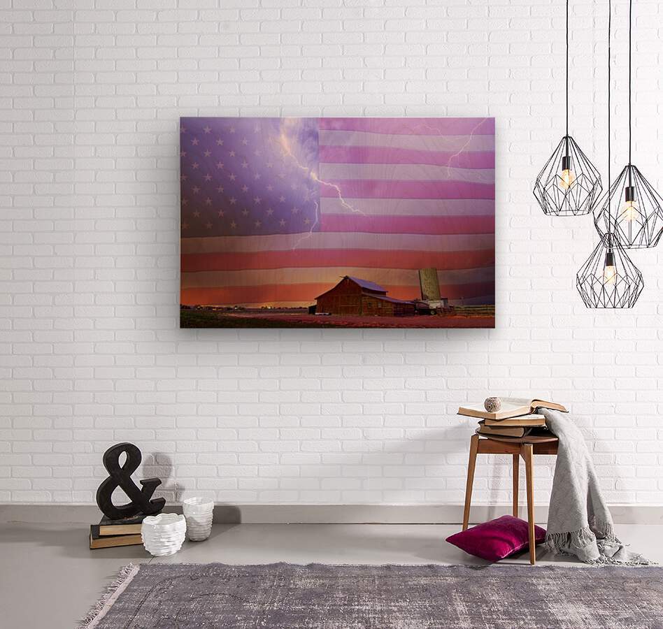 American Country Storm  Wood print