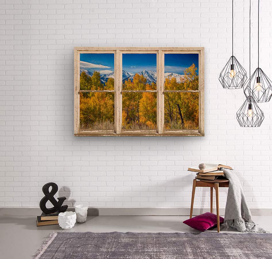 Independence Pass Autumn View White Window  Wood print