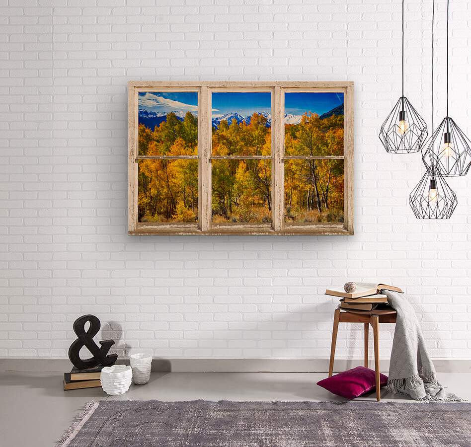Independence Pass Autumn Colors White Barn Window  Impression sur bois