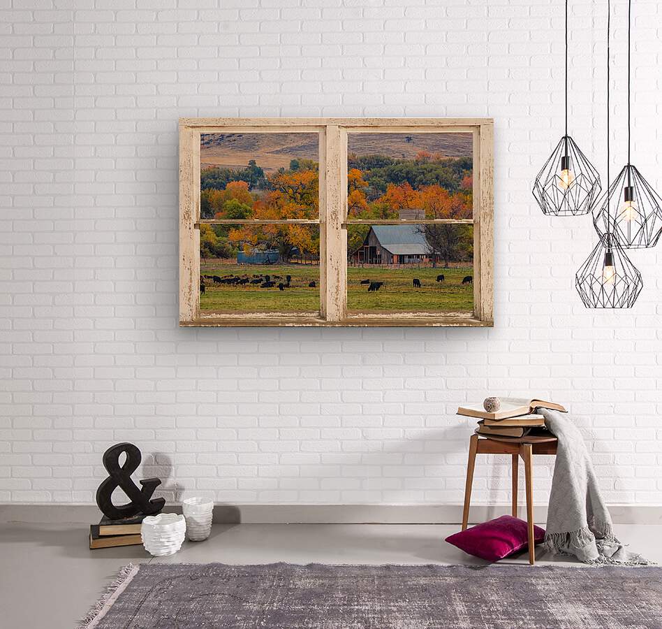 Pretty Colorful Country Rustic Window Frame  Wood print