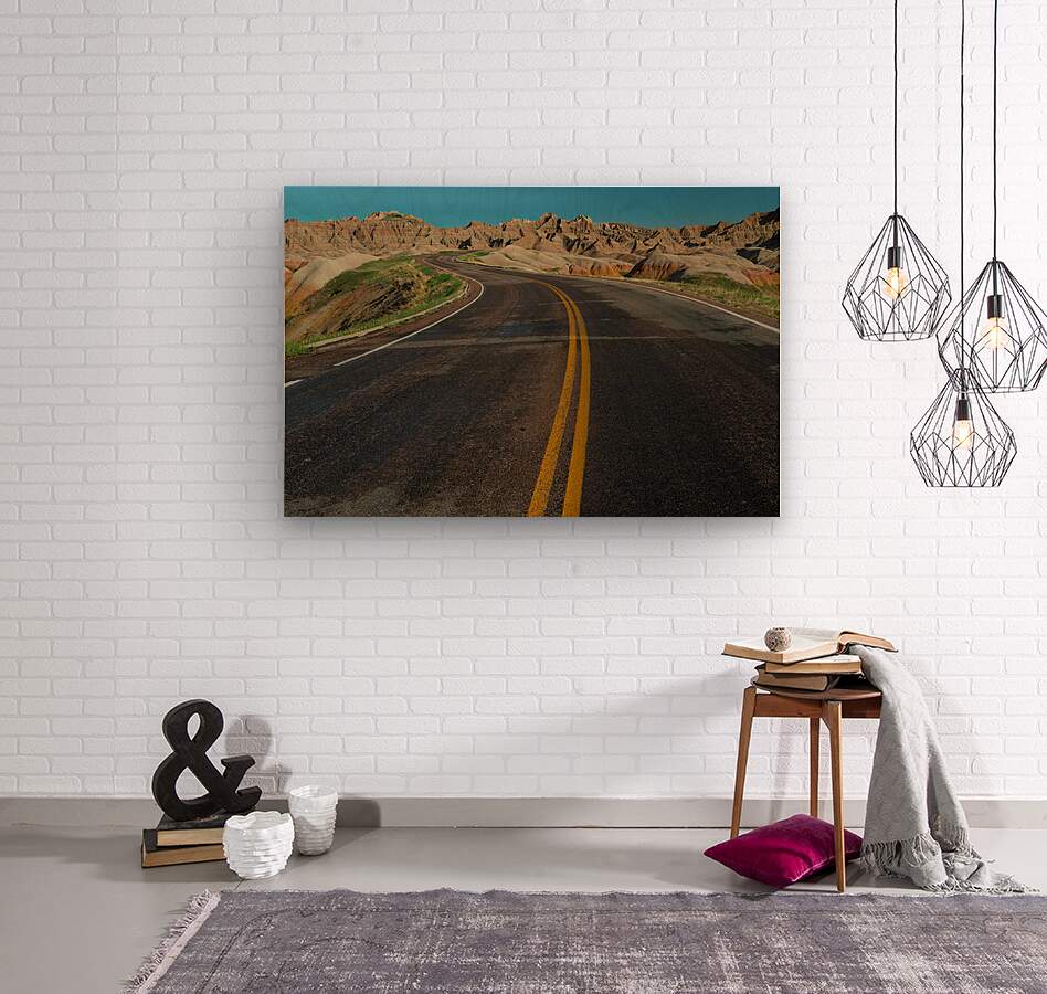 Journey of Colors Driving Through the Enchanting Badlands  Wood print