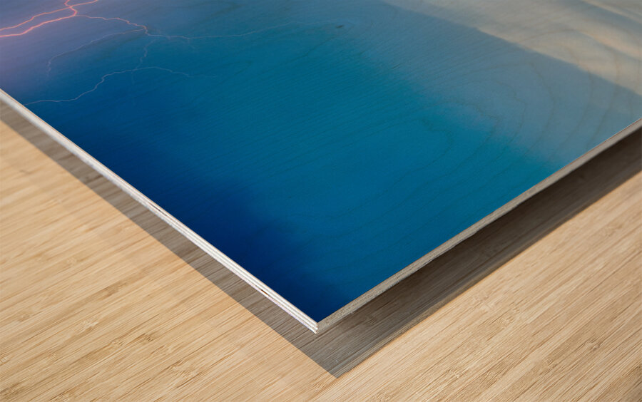 Rocky Mountain Foothills Lightning Strikes HDR Wood print