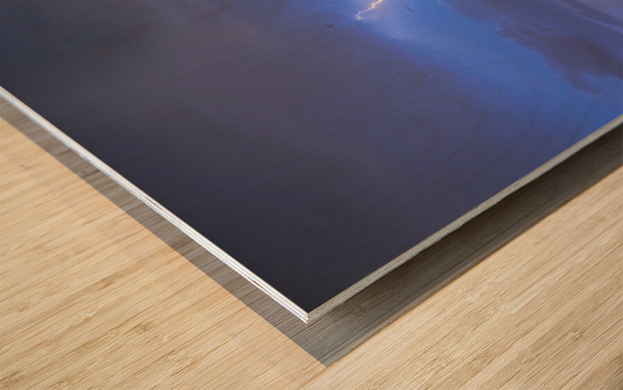 Lightning Striking Over Boulder Reservoir Wood print