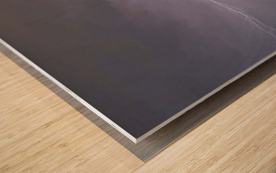 Lightning Bolting Across the Sky Wood print