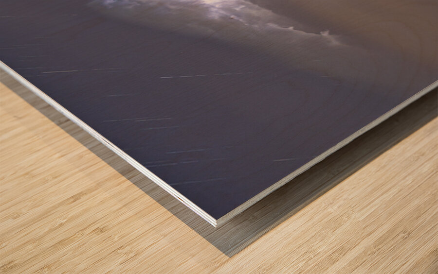 Cumulo nimbus Lightning Storm and Star Trails Above Wood print