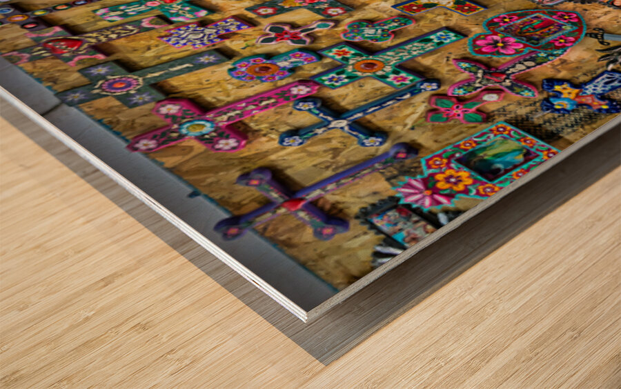 Colorful Mexican Crosses Folk Art Display Wood print
