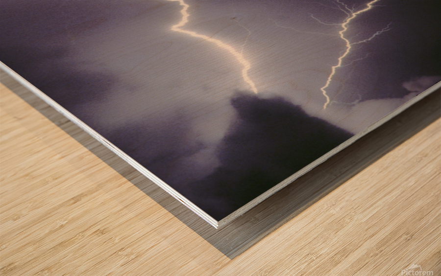 Pinnacle Peak Lightning Bolt Surrounded Wood print