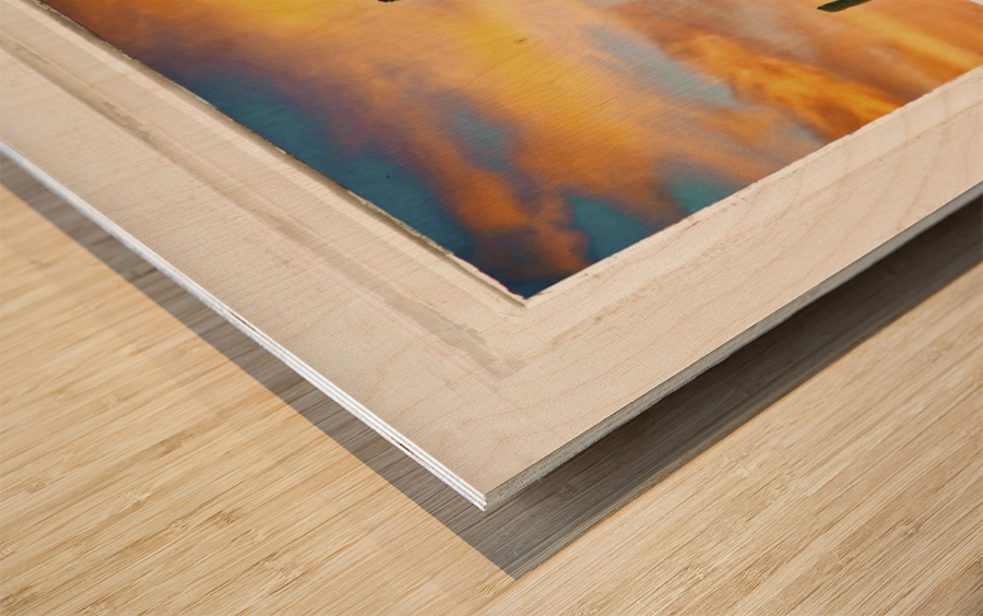 Southwest Desert Sunset View White Window Wood print