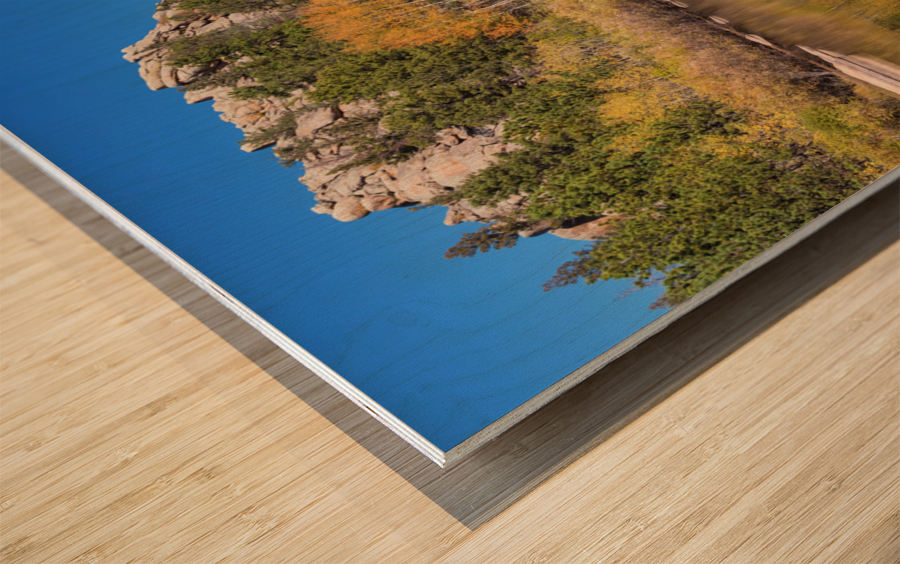 Cool Calm Rocky Mountains Autumn Reflections Wood print