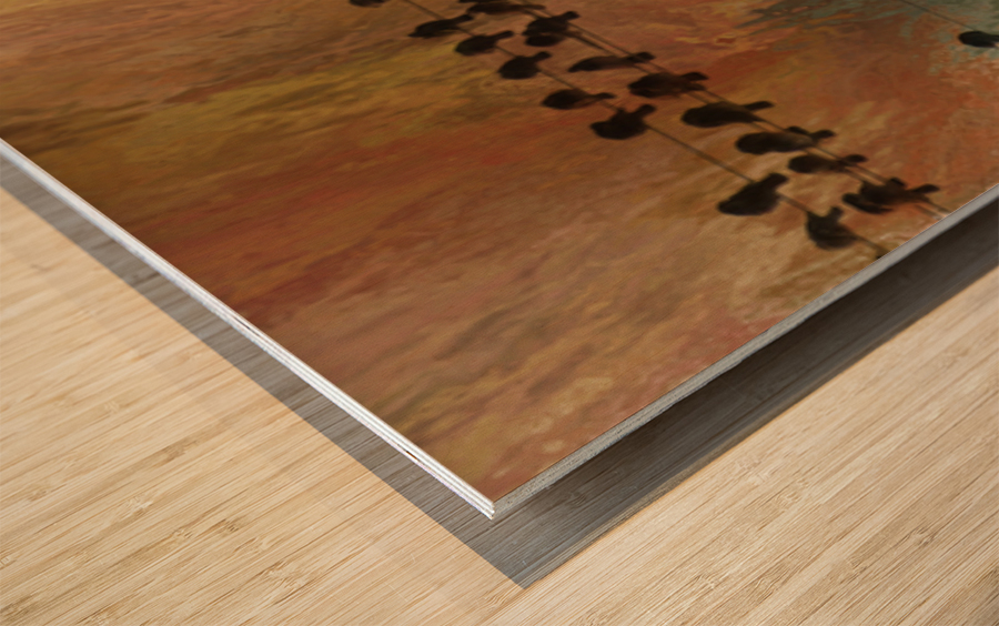 Birds On The Lines Wood print