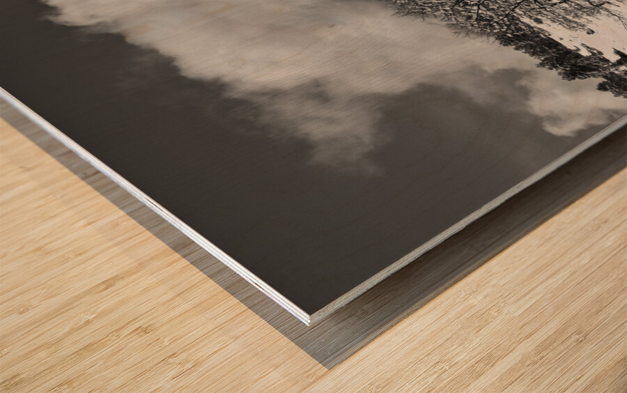 Boulder Colorado Snowy Flatirons Landscape Black and White Wood print