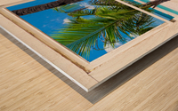 Tropical Island Rustic Window View Wood print