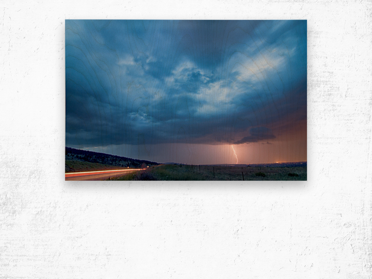 Lightning Strike Outside Lyons Colorado Wood print