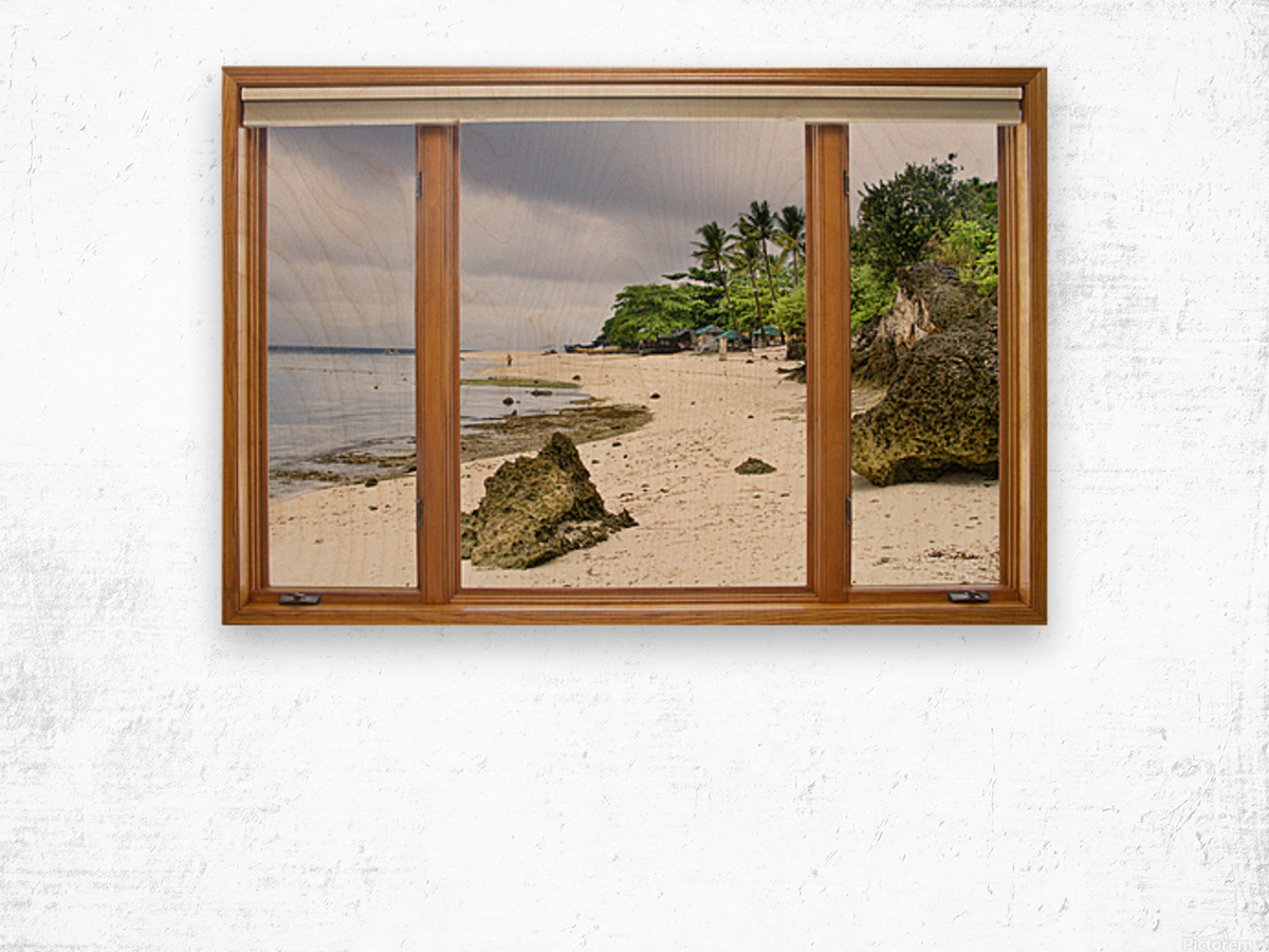 Beach Tropical Wood Window View Wood print