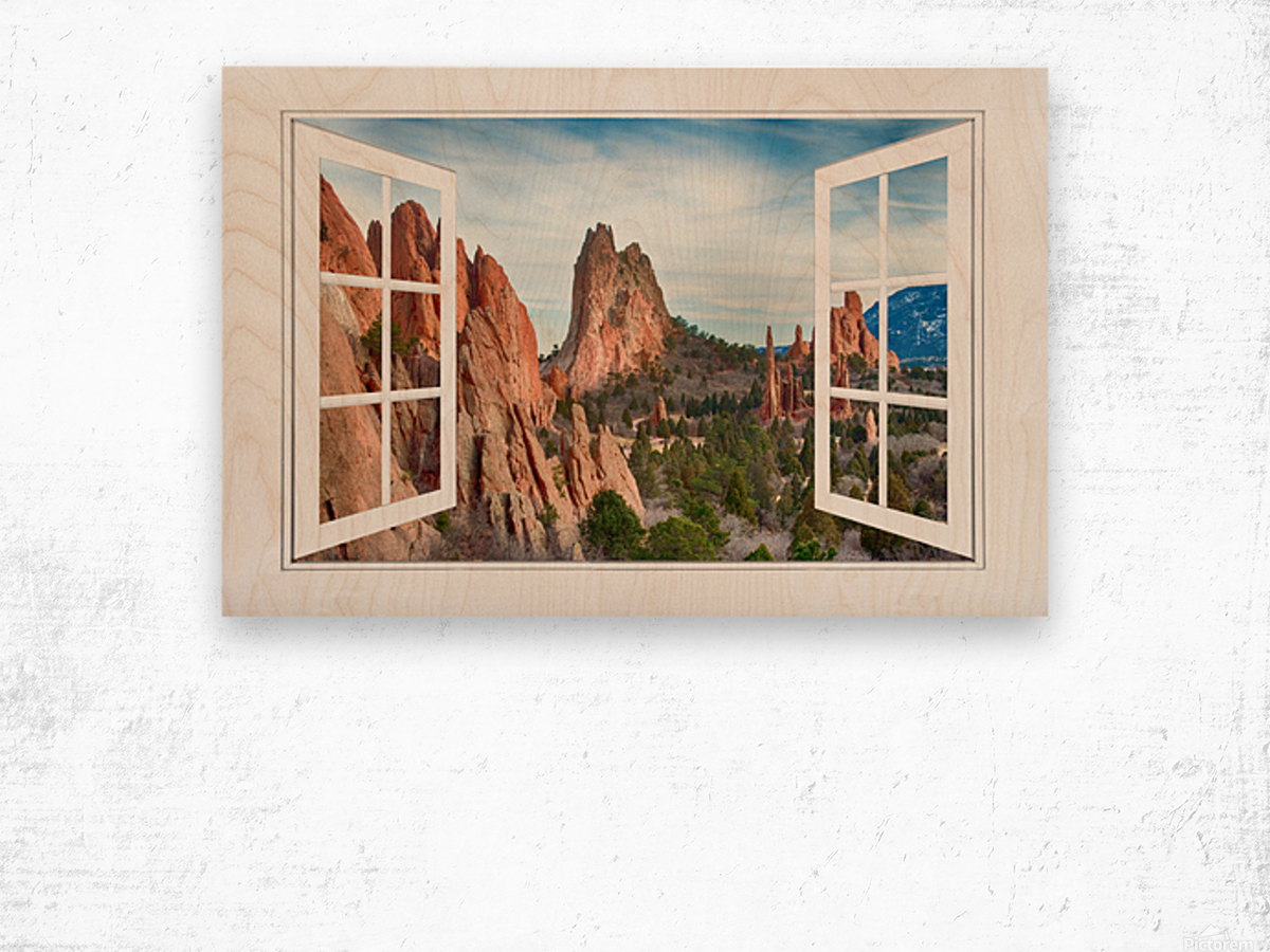 Garden of the Gods White Picture Open Window View Wood print