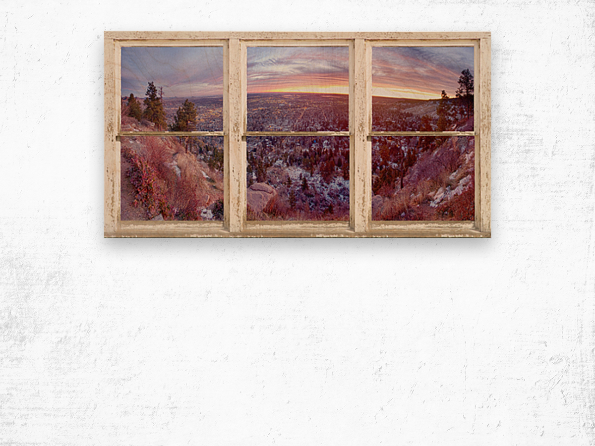 Mountain City White Rustic Barn Picture Window Wood print