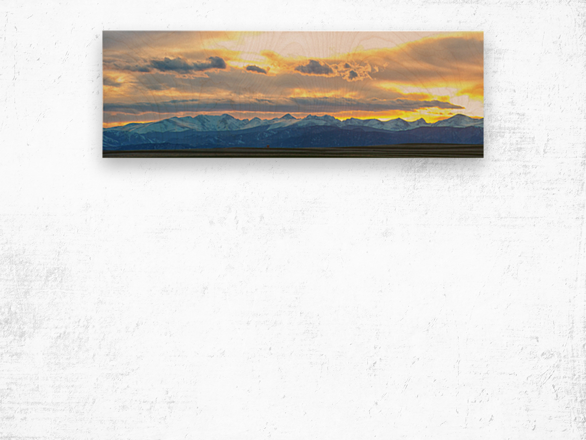 Rocky Mountain Lookout Sunset Panorama20x60 Wood print